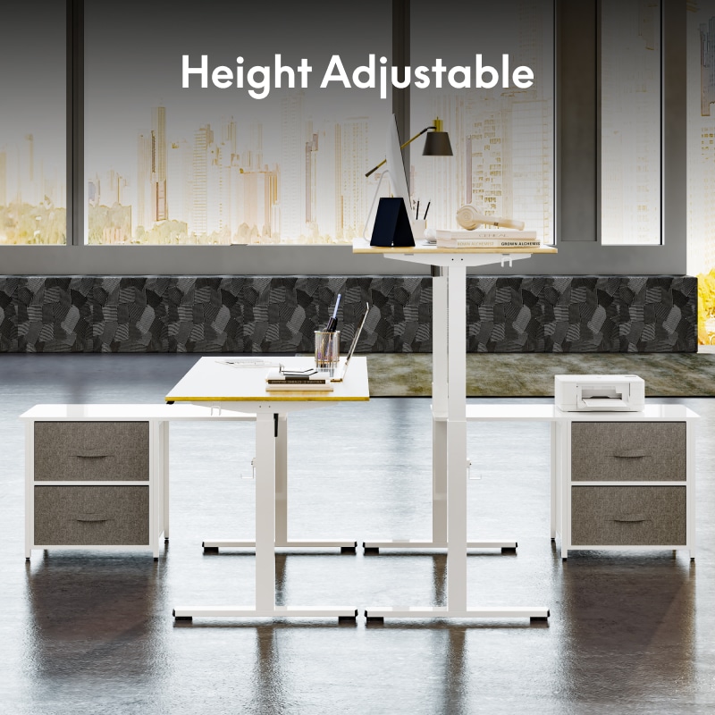 L-Shaped Standing Desk with Cabinet (FL1) | FlexiSpot